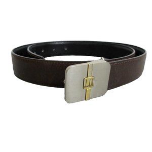 Dunhill Leather Belt 40/100 Reversible Black Brown Silver Gold Tone Buckle Adjus